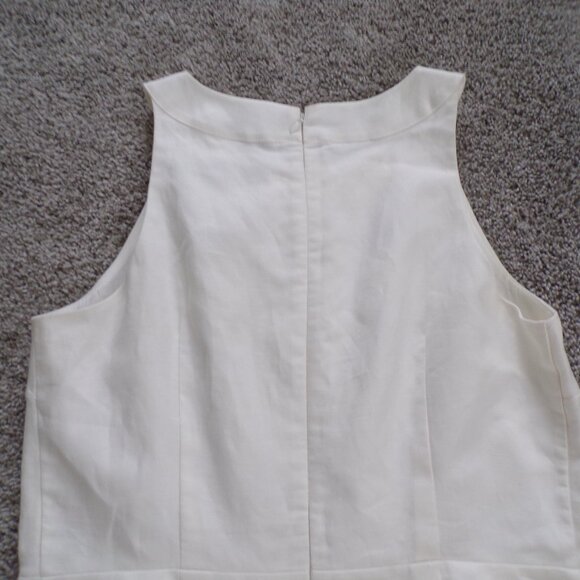 LOFT  linen blend cream dress 10 - Picture 8 of 8